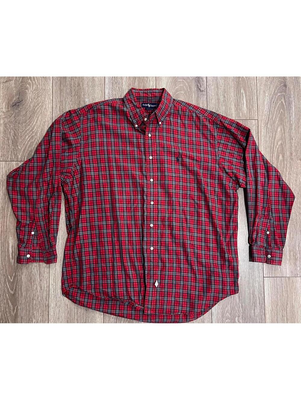 Ralph Lauren Men's Red Plaid Casual Button-Down Shirt XL